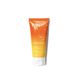 Tube of Creme Mains Hand Crème | Yon-Ka Paris in orange and yellow packaging, designed as a repairing and comforting skincare product for hands.