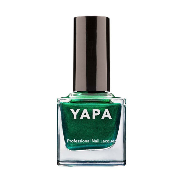 Bottle of Juliana Nail Lacquer | YAPA in a metallic green shade with a black cap, designed for professional nail care and beauty.