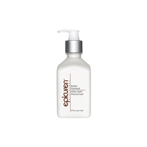 Kukui Coconut After Bath Moisturizer | Epicuren Discovery in a white pump bottle designed for skincare and body care hydration after bathing.
