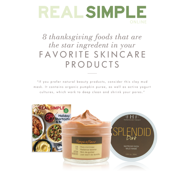 Close-up of Splendid Dirt® Nutrient Mud Mask with Organic Pumpkin Puree | Farmhouse Fresh in an open jar showing creamy orange mud mask with the product lid beside it, promoting natural skincare benefits.