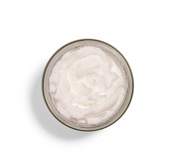 Open jar of Timescape™ Micromazing™ 2-Minute Renewing Face Polish | Farmhouse Fresh showing creamy textured skincare product for gentle exfoliation and skin renewal.
