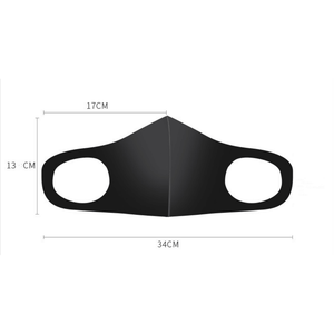 Black face mask with ear loops measuring 34cm wide and 13cm tall, designed for comfort and protection, featuring the product name Meet Me at the Spa Face Mask | Lucky Owl.