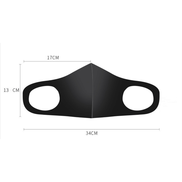 Black face mask with ear loops measuring 34cm wide and 13cm tall, designed for comfort and protection, featuring the product name Meet Me at the Spa Face Mask | Lucky Owl.