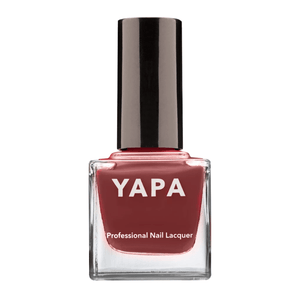 Bottle of Maria Nail Lacquer | YAPA in a rich, warm rose shade with a glossy black cap, designed for professional nail care and beauty.