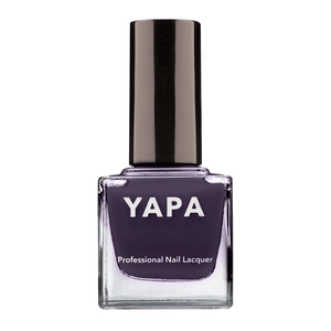Lisa Nail Lacquer | YAPA in a sleek square glass bottle featuring a deep purple shade of professional nail lacquer with a glossy black cap.