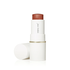 Glow Time Blush Stick | Jane Iredale in a sleek white tube with a warm rosy shade, designed for easy application and natural skincare-enhancing blush.