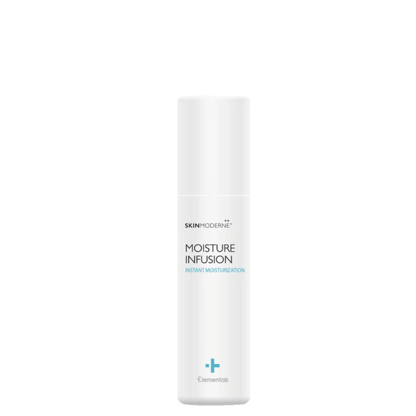 Moisture Infusion | Skin Moderne skincare product in a sleek white bottle designed for instant moisturization and hydration.