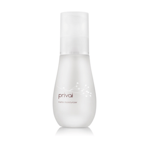 Elegant frosted bottle of Matte Moisturizer | Privai featuring a minimalist design, ideal for skincare routines focused on hydration and a matte finish.