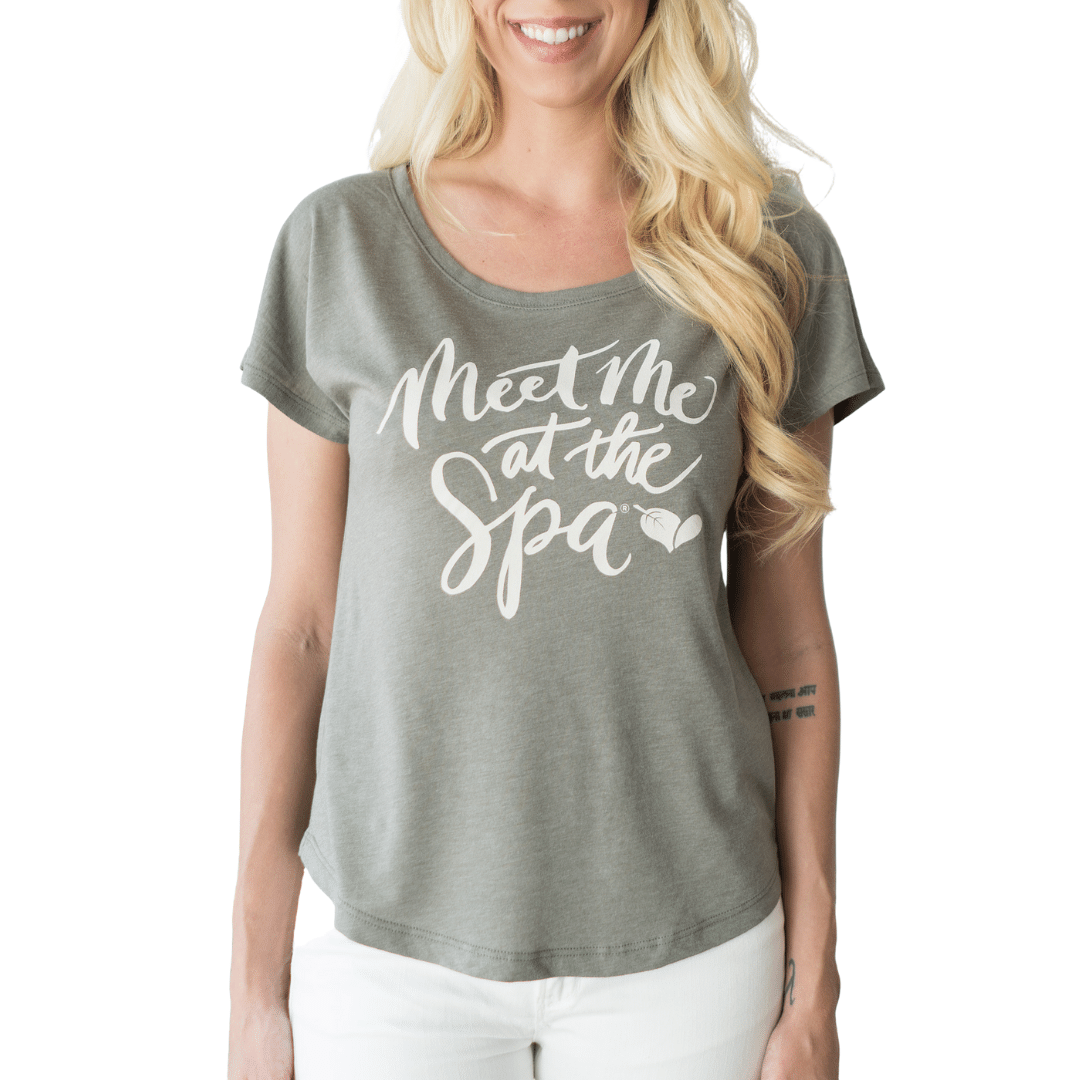 Meet Me at the Spa Calligraphy Women's T-Shirt | Lucky Owl
