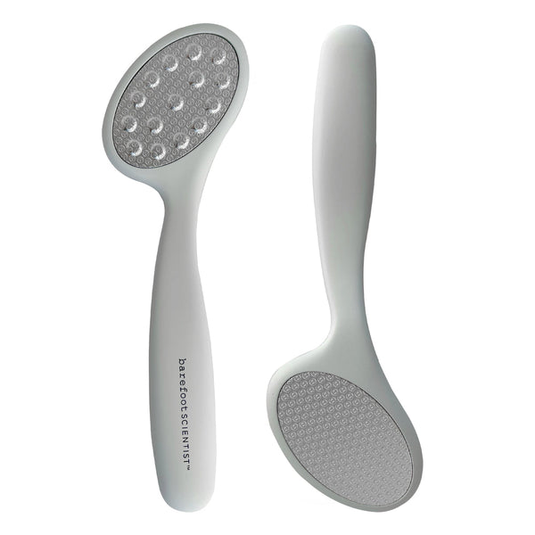 Smooth Things Over | Barefoot Scientist foot care tools with ergonomic white handles and textured surfaces for exfoliation and skin smoothing, designed for wellness and body care.