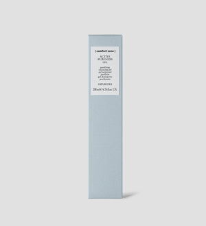 Minimalist light blue packaging of Active Pureness Gel | [ comfort zone ], a purifying cleansing gel for skincare featured with clean, modern design.